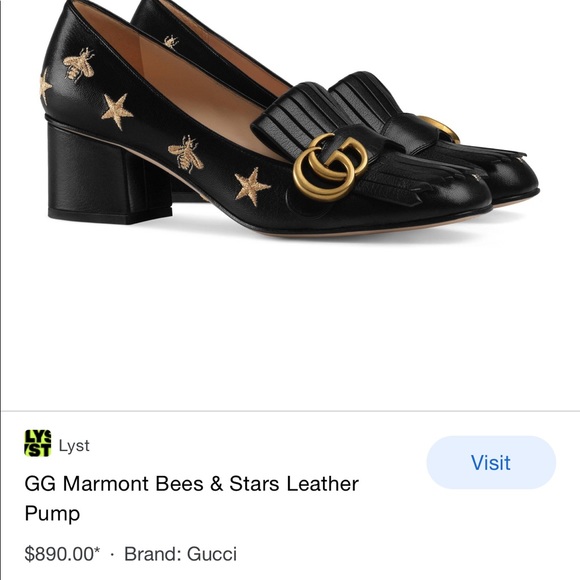 Limited Edition Gucci GG Marmont Bees & Stars Leather Pump - Picture 9 of 12